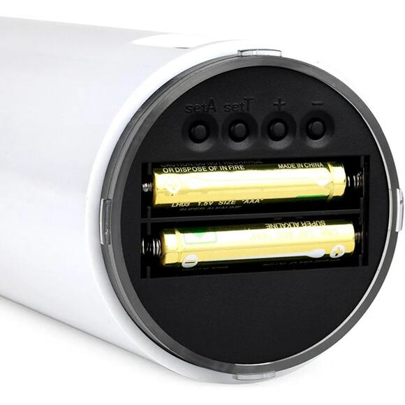 Pyrus VShow 8Time Digital Clock Water Bottle 320mL White Body Black Top AAA - Picture 5 of 10